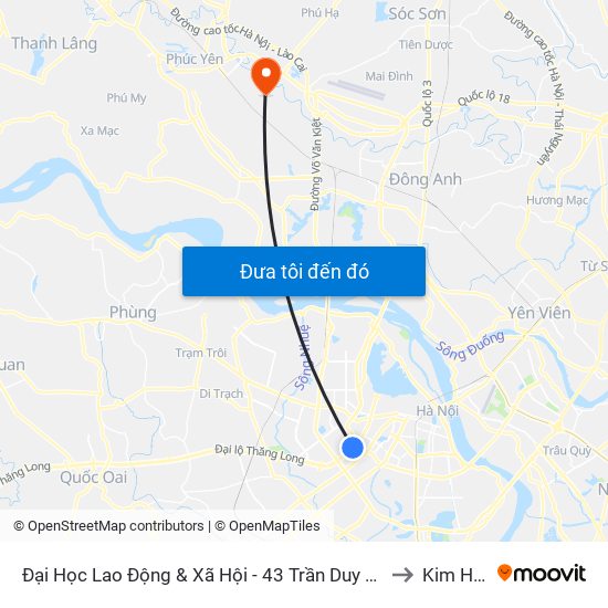 Đại Học Lao Động & Xã Hội - 43 Trần Duy Hưng to Kim Hoa map