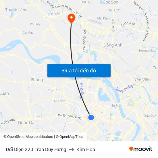 Đối Diện 220 Trần Duy Hưng to Kim Hoa map