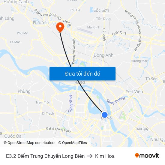 E3.2 Điểm Trung Chuyển Long Biên to Kim Hoa map