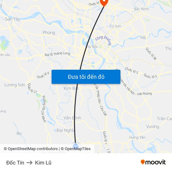 Đốc Tín to Kim Lũ map