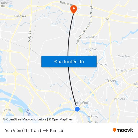 Yên Viên (Thị Trấn ) to Kim Lũ map
