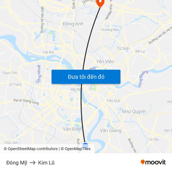 Đông Mỹ to Kim Lũ map