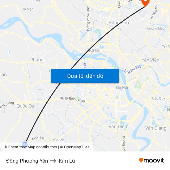 Đông Phương Yên to Kim Lũ map