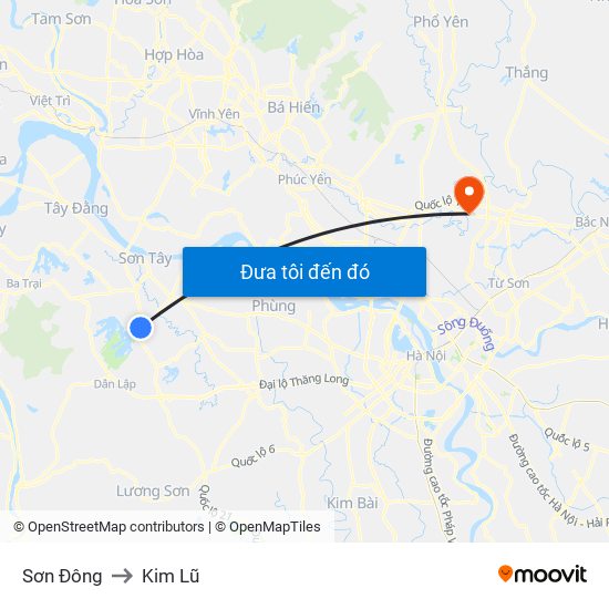 Sơn Đông to Kim Lũ map