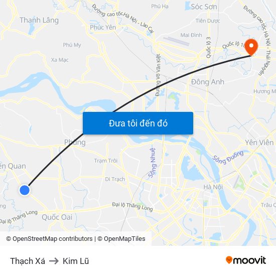 Thạch Xá to Kim Lũ map