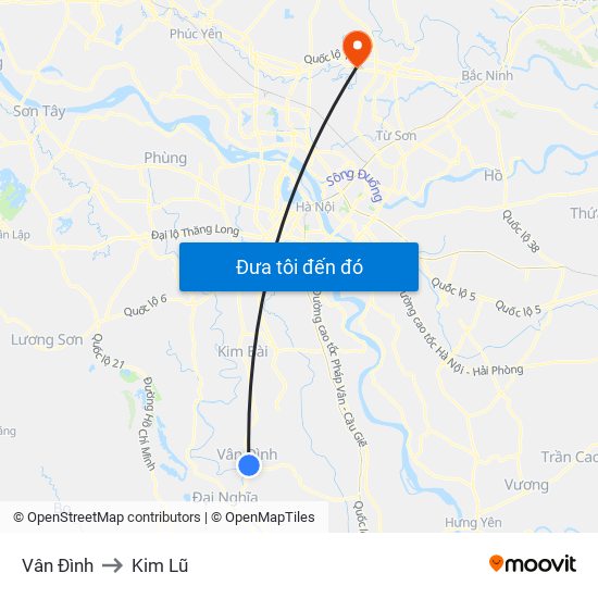 Vân Đình to Kim Lũ map