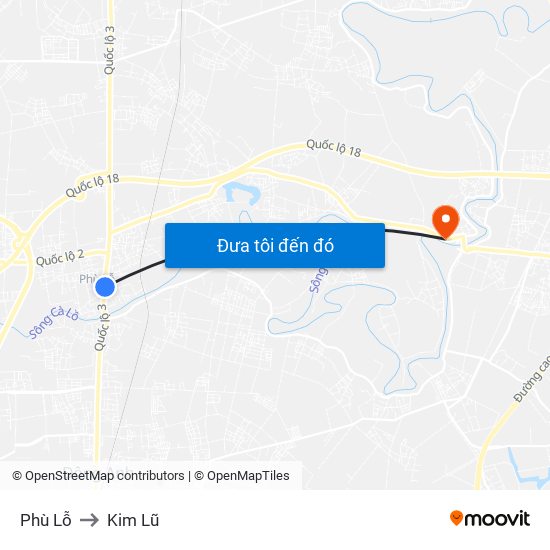 Phù Lỗ to Kim Lũ map