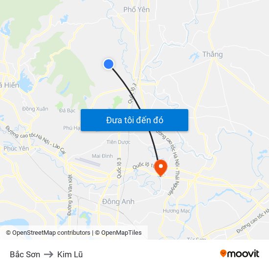 Bắc Sơn to Kim Lũ map