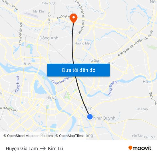 Huyện Gia Lâm to Kim Lũ map