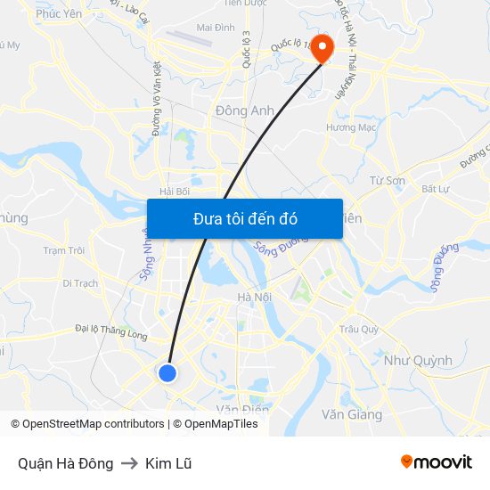 Quận Hà Đông to Kim Lũ map