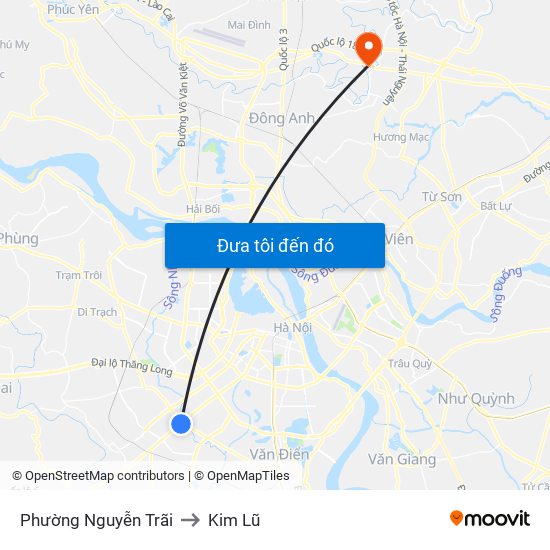 Phường Nguyễn Trãi to Kim Lũ map