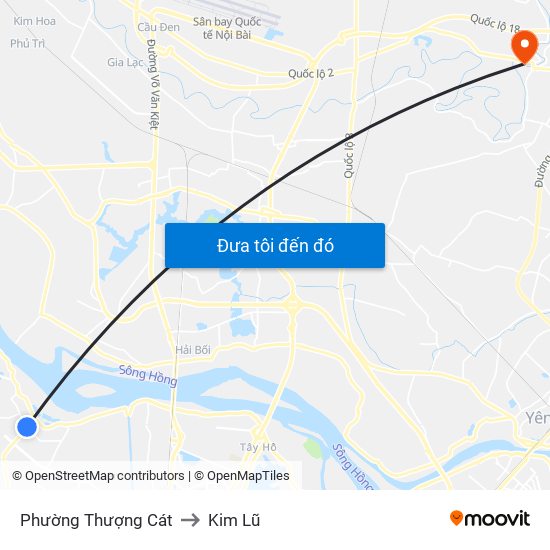 Phường Thượng Cát to Kim Lũ map