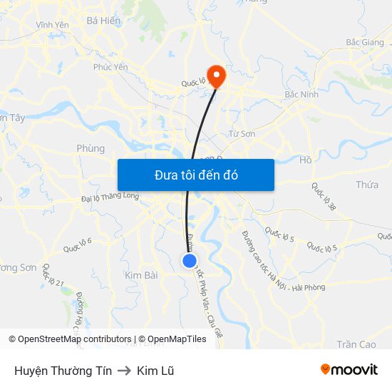 Huyện Thường Tín to Kim Lũ map