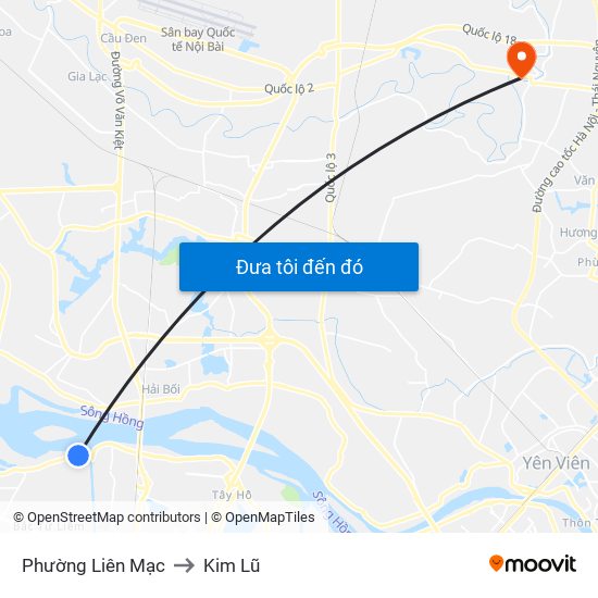 Phường Liên Mạc to Kim Lũ map