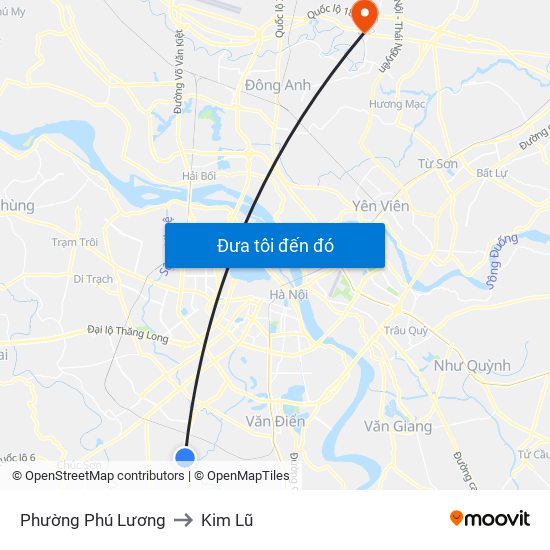 Phường Phú Lương to Kim Lũ map