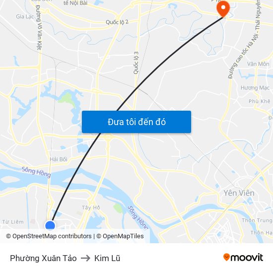 Phường Xuân Tảo to Kim Lũ map