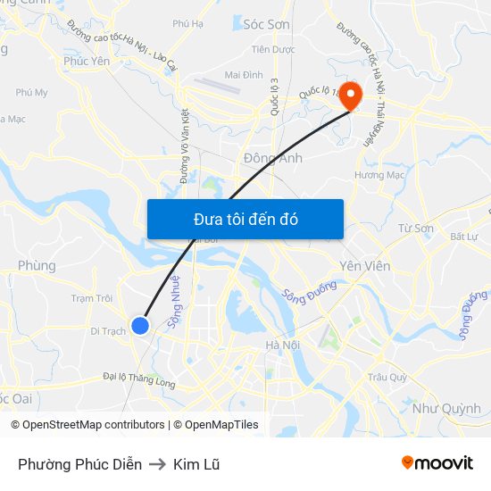 Phường Phúc Diễn to Kim Lũ map