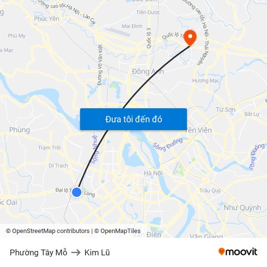 Phường Tây Mỗ to Kim Lũ map