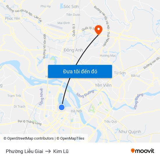 Phường Liễu Giai to Kim Lũ map