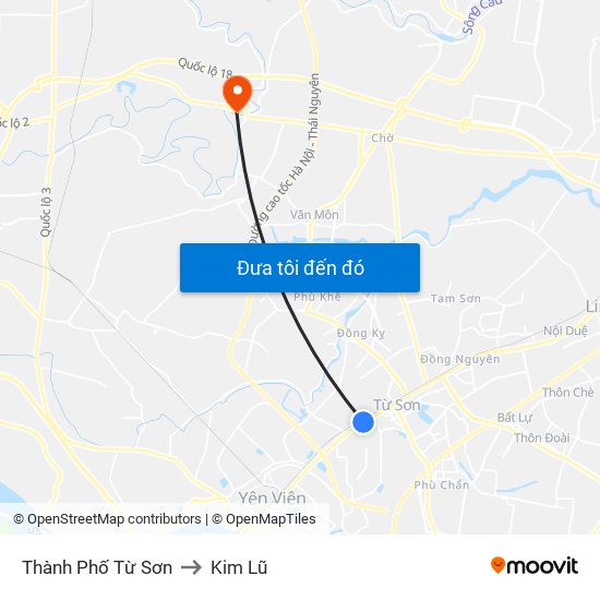 Thành Phố Từ Sơn to Kim Lũ map