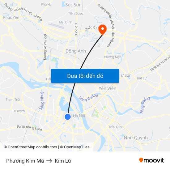 Phường Kim Mã to Kim Lũ map