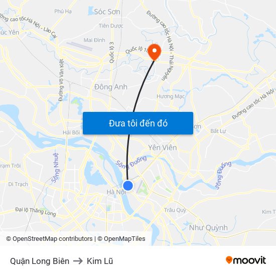 Quận Long Biên to Kim Lũ map