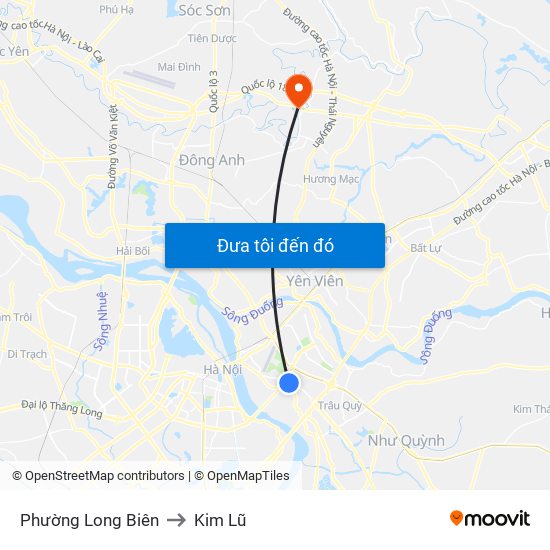 Phường Long Biên to Kim Lũ map