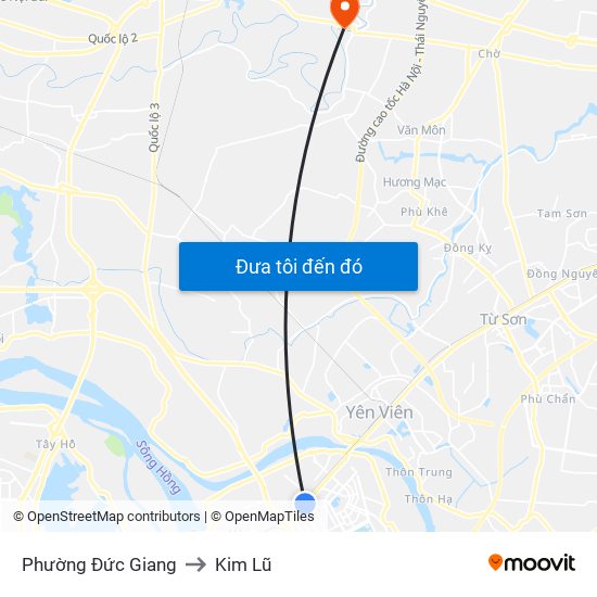 Phường Đức Giang to Kim Lũ map