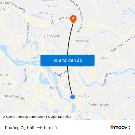 Phường Cự Khối to Kim Lũ map