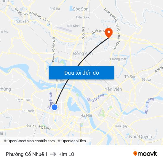 Phường Cổ Nhuế 1 to Kim Lũ map