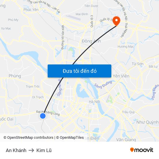 An Khánh to Kim Lũ map