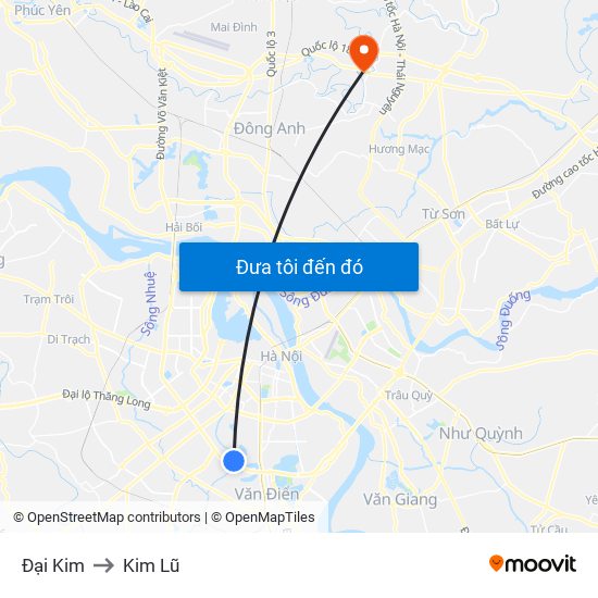 Đại Kim to Kim Lũ map