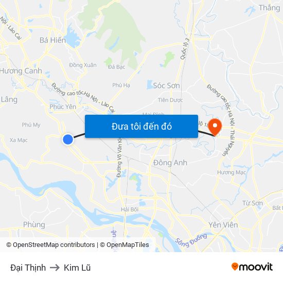 Đại Thịnh to Kim Lũ map