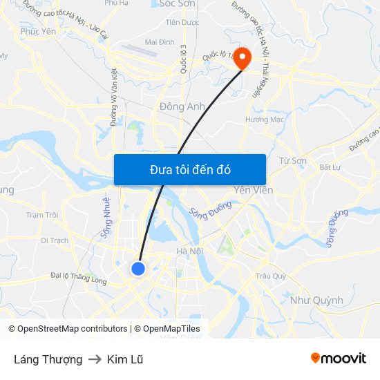 Láng Thượng to Kim Lũ map