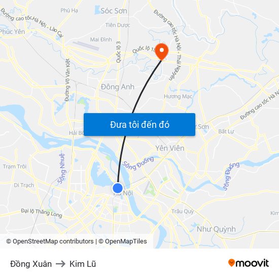 Đồng Xuân to Kim Lũ map