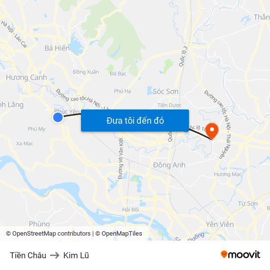 Tiền Châu to Kim Lũ map