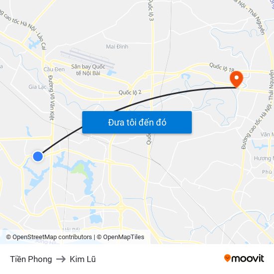 Tiền Phong to Kim Lũ map