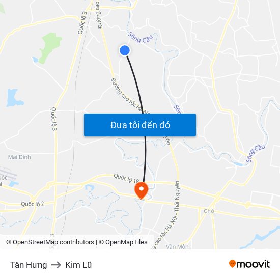 Tân Hưng to Kim Lũ map