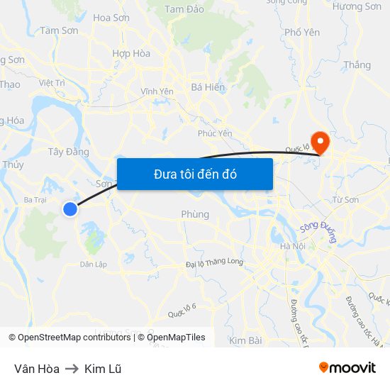 Vân Hòa to Kim Lũ map