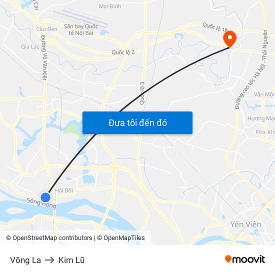 Võng La to Kim Lũ map