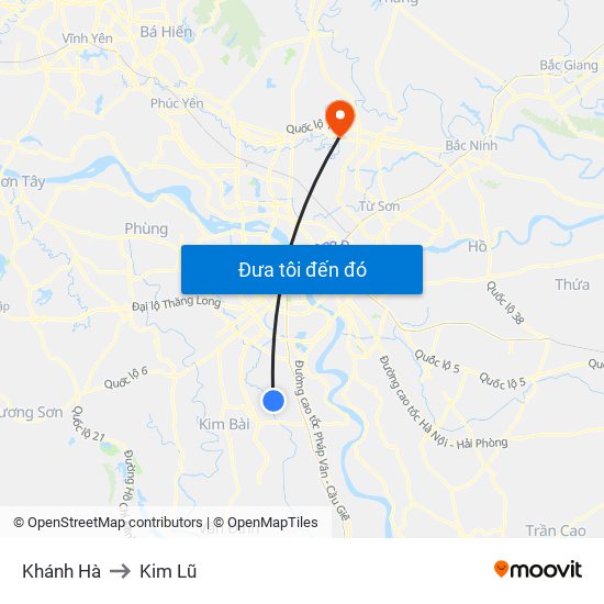 Khánh Hà to Kim Lũ map