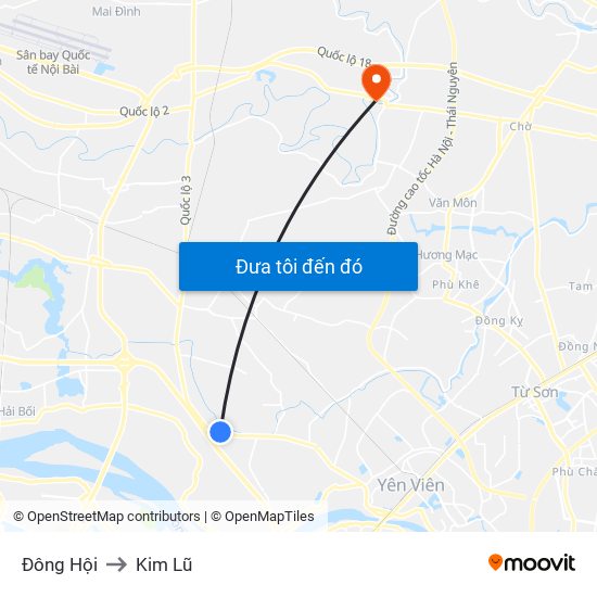 Đông Hội to Kim Lũ map