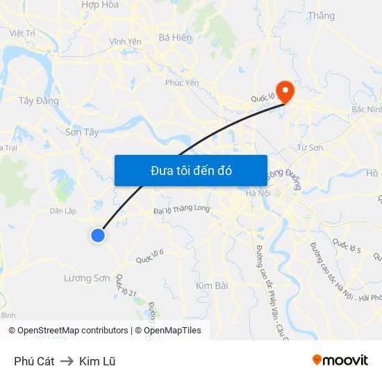 Phú Cát to Kim Lũ map