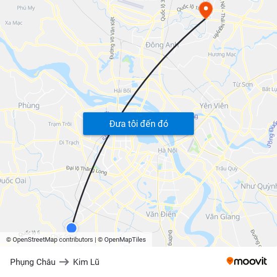 Phụng Châu to Kim Lũ map