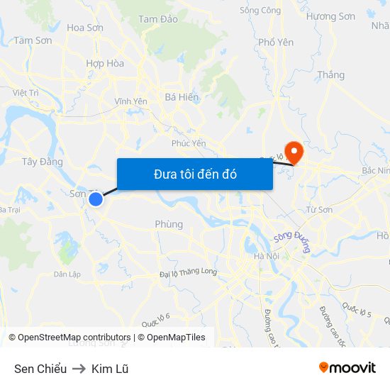 Sen Chiểu to Kim Lũ map
