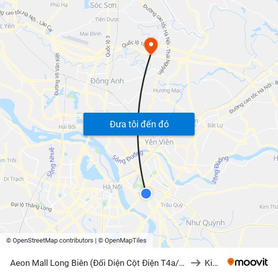 Aeon Mall Long Biên (Đối Diện Cột Điện T4a/2a-B Đường Cổ Linh) to Kim Lũ map