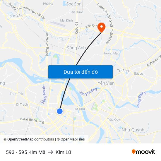593 - 595 Kim Mã to Kim Lũ map