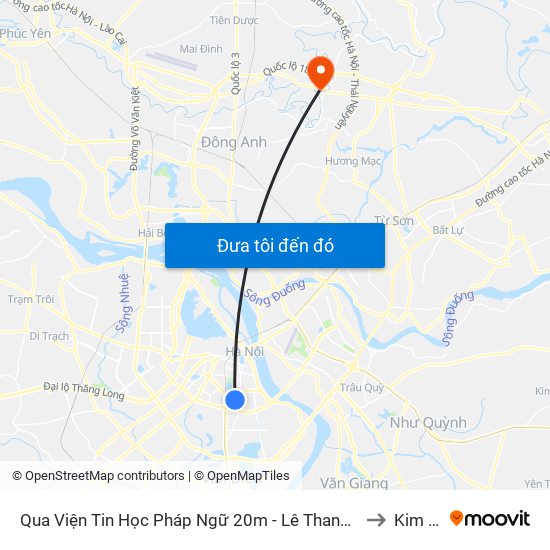 Qua Viện Tin Học Pháp Ngữ 20m - Lê Thanh Nghị to Kim Lũ map