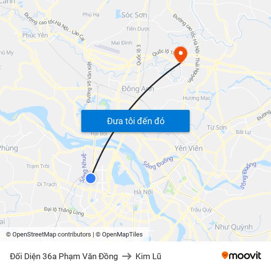 Đối Diện 36a Phạm Văn Đồng to Kim Lũ map