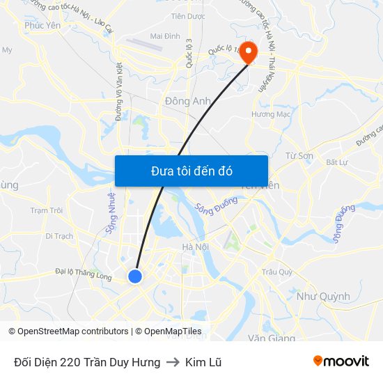 Đối Diện 220 Trần Duy Hưng to Kim Lũ map